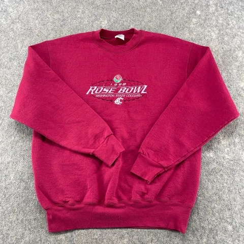 VINTAGE Washington State Cougars Sweatshirt Mens XL Red Rose Bowl 90s Pullover Cover