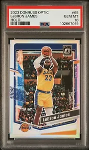 2023 PANINI DONRUSS OPTIC LeBRON JAMES LA LAKERS HOLO PSA 10 - Picture 1 of 2