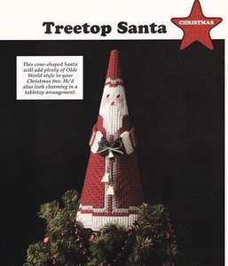 Plastic Canvas Pattern TREETOP SANTA Tree Topper Tabletop Decor - Picture 1 of 2