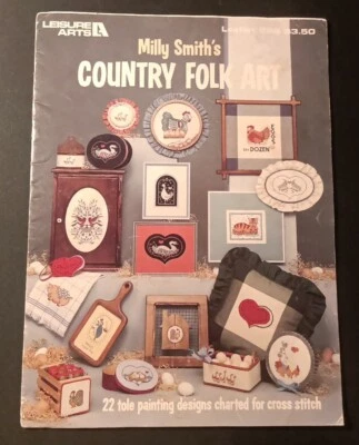 1983 Leisure Arts Country Folk Art 286 Counted Cross Stitch Pattern Book - Image 1 of 4
