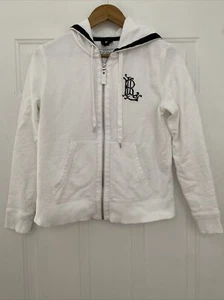 Lauren Jeans Co Women's Monogrammed Ralph Lauren Logo White Full Zip Hoodie - S - Picture 1 of 4