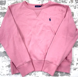 Polo Ralph Lauren Sweatshirt Girls Medium Pink Crew Neck Sweater Youth Kids * - Picture 1 of 11