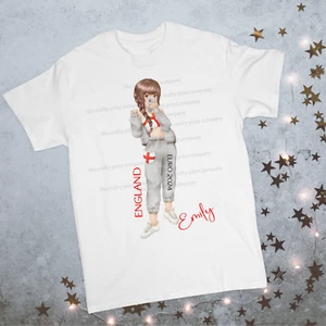 Euro 2024 England Girl Personalised Children's Kid's Football T-shirt Top - Picture 1 of 10