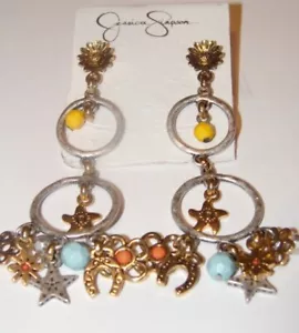 Nuevos con etiquetas pendientes colgantes de 3 5/8" pulgadas de metales mixtos Jessica Simpson - Imagen 1 de 1