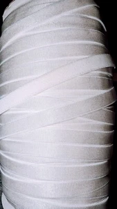 5 yards WHITE lingerie bra straps stretch satin shiny elastic 3/8" wide - Picture 1 of 1