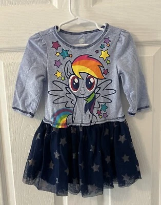 My Little Pony Blue Tutu Dress with Stars Toddler Girl Size 3T - Image 1 of 4