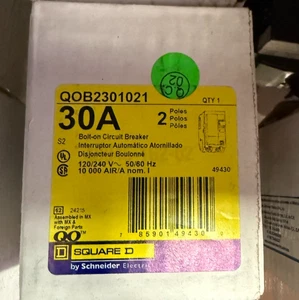 SQUARE D QOB2301021 UNTERBRECHER 2POLIG 30A 120/240V AC SHUNT NEU VERSANDBEREIT - Bild 1 von 1