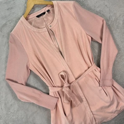 Chaqueta de mujer H by Halston talla 12 rosa imitación gamuza cinturón palangre suave niña Foto 1 de 4