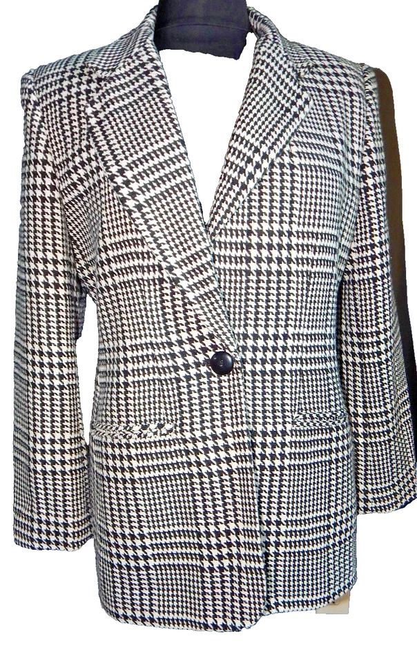 Blazer "The Villager" - De Colección - Blanco y Negro a Cuadros Mezcla de Lana Talla 8P - Usado en Excelente Condición! Foto 1 de 4
