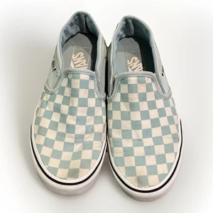 Vans Blue Checkerboard Slip-on Sneakers Womens Size 7.5 751505 - Picture 1 of 13