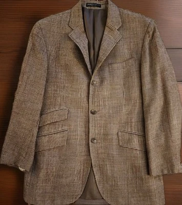 VTG Polo Ralph Lauren Made in Italy Wool Silk Blend Houndstooth Jacket 40R Read - Image 1 of 4
