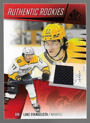 2023-24 SP Game Used #223 Luke Evangelista Authentic Rookies Red Jersey Preds - Image 1 of 2