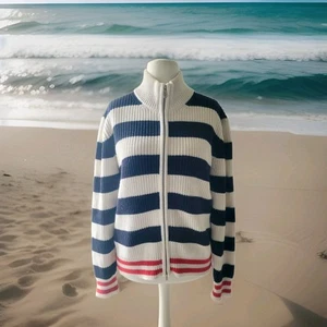 BOGNER Cardigan gestreift Gr L XL Blau, Weiss, Rot Strickjacke NP 295 € - Bild 1 von 8