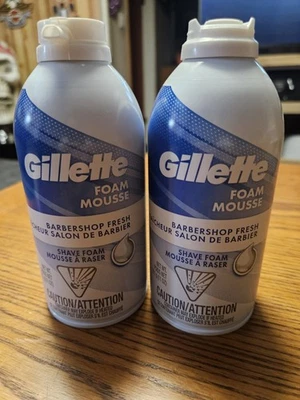 Vintage Gillette Foam Mousse Barbershop Fresh Shave Foam 11 oz New Lot Of 2 - Image 1 of 4