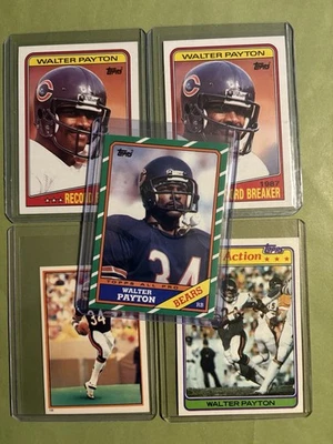 5 WALTER PAYTON Topps (1) 1981 Super Action 202 (1) 1986 #11 (1) 1985 Sticker +2 - Image 1 of 4