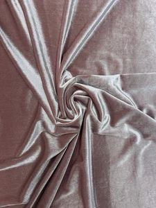 Blush Pink Stretch Velvet Velour Fabric, 145cm Wide, Apparel & Craft - Picture 1 of 6