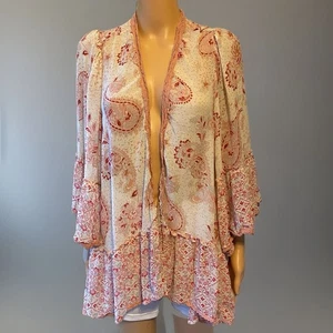 Mujeres Talla 00 Tórrido Texturizado Rosa Floral Gasa Volantes Kimono Caprichoso  - Imagen 1 de 9