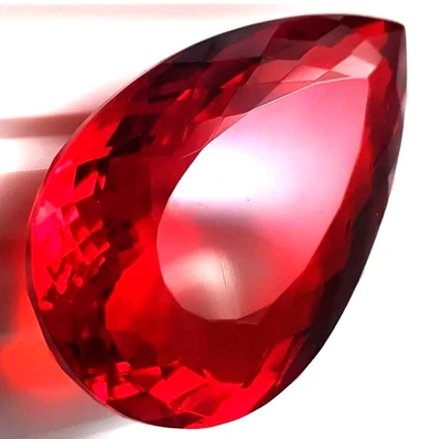 Pedra preciosa solta impecável 500 quilates formato de pera natural topázio vermelho certificado brasileiro - Imagem 1 de 4