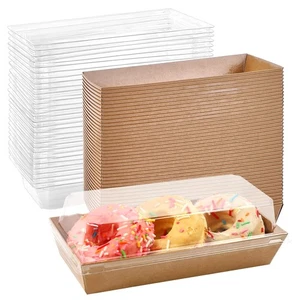 Kraft Bakery Boxes 50 Pack - Clear Lid Treat Containers for Pastry Cookies - Picture 1 of 8