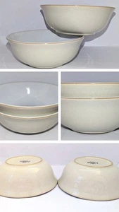 Denby Linen Bowl x2 White & Beige Cereal 6½" Soup Bowls England Excellent Cond! - Picture 1 of 13