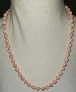 ANGEL SKIN 22" PINK Natural CORAL HAND KNOTTED NECKLACE STERLING SILVER CLASP - Picture 1 of 8