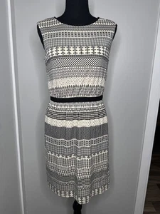 Ann Taylor LOFT ärmelloses schwarz-weißes Print Kleid | Größe S Pullover Stretch - Bild 1 von 9