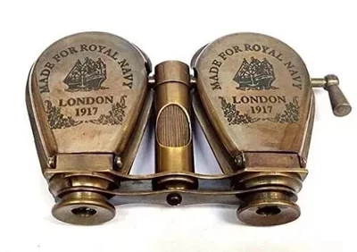 Victorian Vintage 1917 Brass Binoculars Antique Opera Glasses with Leather - Image 1 of 4