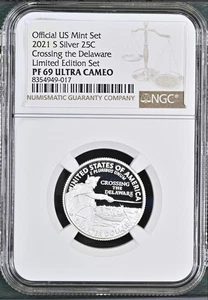 2021 S NGC PF69 Ult Cameo Limited Edition Crossing Delaware Silver Proof Quarter - Picture 1 of 2