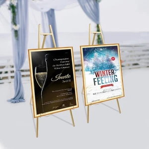 Hohe Stahlrohr Boden Staffelei Ständer fIT Display Deko Groß Gold Wed Tragbar - Bild 1 von 20