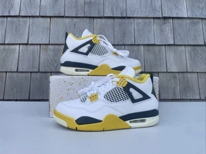Nike Air Jordan 4 Retro Vivid Sulfur White Sneakers AQ9129-101 Women's Size 7.5 - Picture 1 of 12