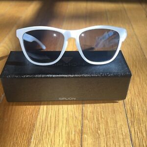 Siplion glasses white frames gray lenses - gold accents, NEW with Case