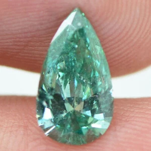 Pear Shaped Diamond Fancy Green SI1 Natural Enhanced 10.56x5.97 MM 1.24 Carat - Picture 1 of 8