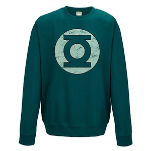 OFFICIAL DC COMICS GREEN LANTERN DISTRESSED SYMBOL GREEN SWEATER JUMPER (NEW) - Picture 1 of 1