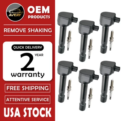 6 Ignition Coils & 6 Spark Plugs for Acura RL TL TSX ZDX Honda Accord Odyssey - Image 1 of 4