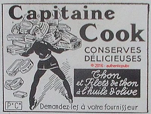 PUBLICITE CAPITAINE COOK FILETS DE THON A L'HUILE PECHEUR DE 1932 FRENCH AD PUB - Picture 1 of 1