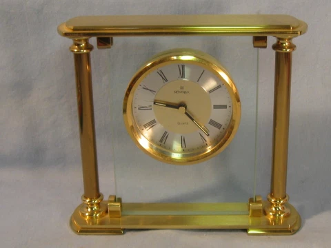 Vintage Montreux Heavy Brass Desk Clock NOS Cover