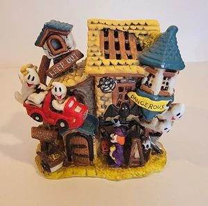 Spooky Hollow Ancient Village Under Construction Lighted Porcelain House - Picture 1 of 9
