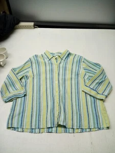 Cj Banks Stretch Women's Top Multicolored Striped Button Up Long Sleeve Size 2X - Picture 1 of 5