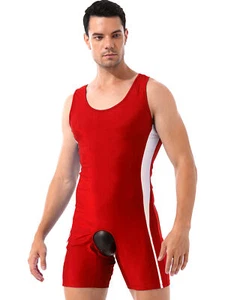 Mens Jumpsuit Open Butt Bodysuit Open Crotchless Leotard Sleeveless Underwear - Picture 1 of 27