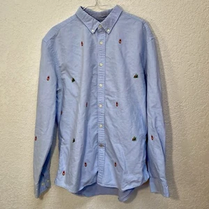 Tommy Hilfiger Embroidered All Over Camping Cabin Lantern Shirt Sz XL Custom Fit - Picture 1 of 11