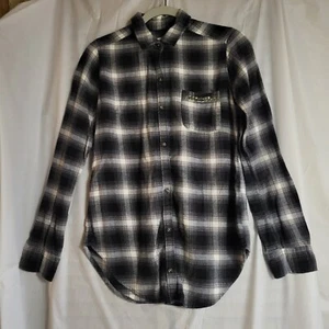 Hollister Womens Juniors Shirt Small Button Up Flannel Plaid - Picture 1 of 9