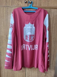 Latvija Ice Hockey Jersey #81 Latvia Longsleeve Shirt Claret Men Size L - Picture 1 of 7