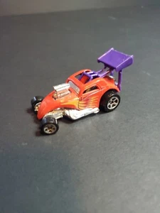 Hot Wheels Fiat 500C ORANGE Drag Race Car Purple Wing Diecast 1/64 Scale Loose - Picture 1 of 4