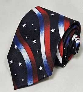Red White And Blue Stars And Stripes Necktie US Flags Patriotic Neck Tie - Picture 1 of 6