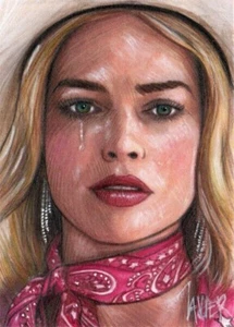 2023 BARBIE( Margot Robbie) 1/1 MASTERPIECE ART SKETCH CARD ARTIST SIGNED - Picture 1 of 2