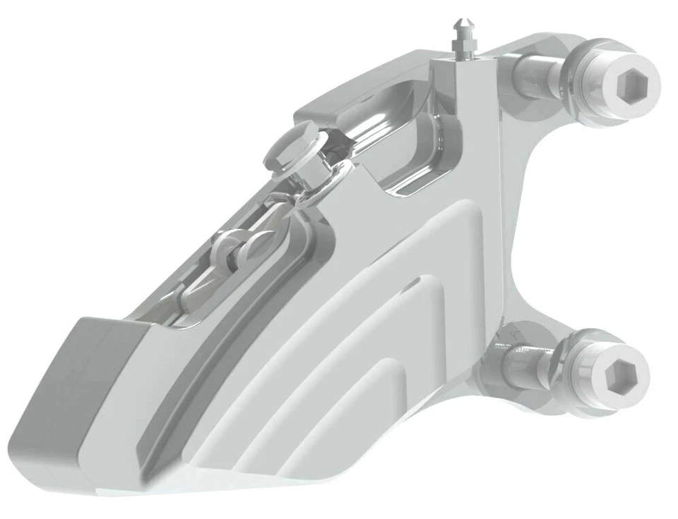 REV-TECH 4 PISTON CHROME BILLET LEFT FRONT BRAKE CALIPER HARLEY FXD FXST 603872 - Image 1 of 1