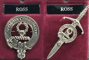 Insignia de peltre de cresta del clan escocés de Ross o pin de kilt - Imagen 1 de 3