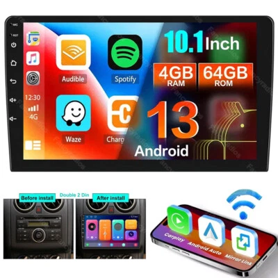 Radio estéreo para automóvil con pantalla táctil Android 13 10,1"" 4+64G 2 Din GPS WIFI BT Carplay Foto 1 de 4