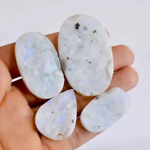 4 Stck. 280 kt Natürlicher Regenbogen Mondstein Druzy Edelstein Lot 33x24 52x34 mm #2669 - Bild 1 von 4