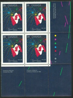 Canada sc#1278 The Canadian Flag (1965-1990) with Fireworks, LR Block, Mint-NH - Image 1 of 2